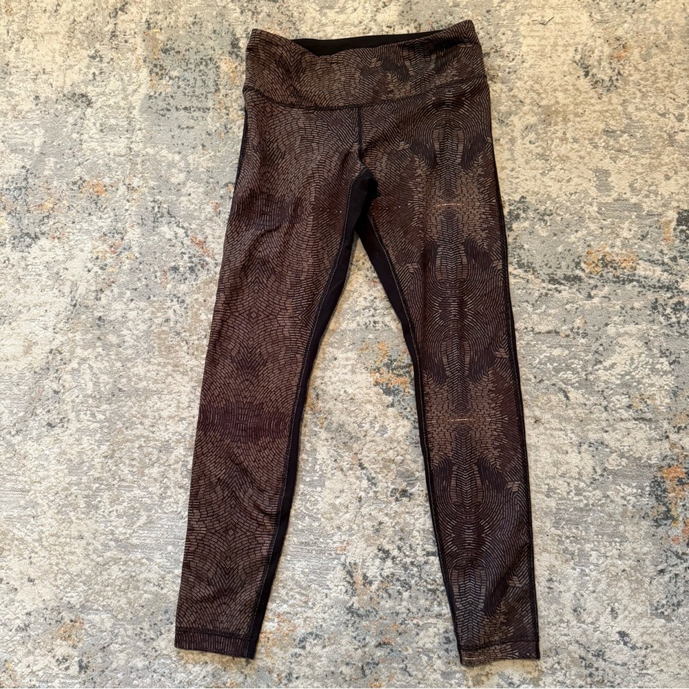 Lululemon Wunder Under Gold Black Golden Goddess Leggings Size 6